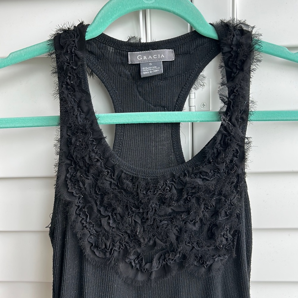 Ruffled Razor Back Cotton Tank